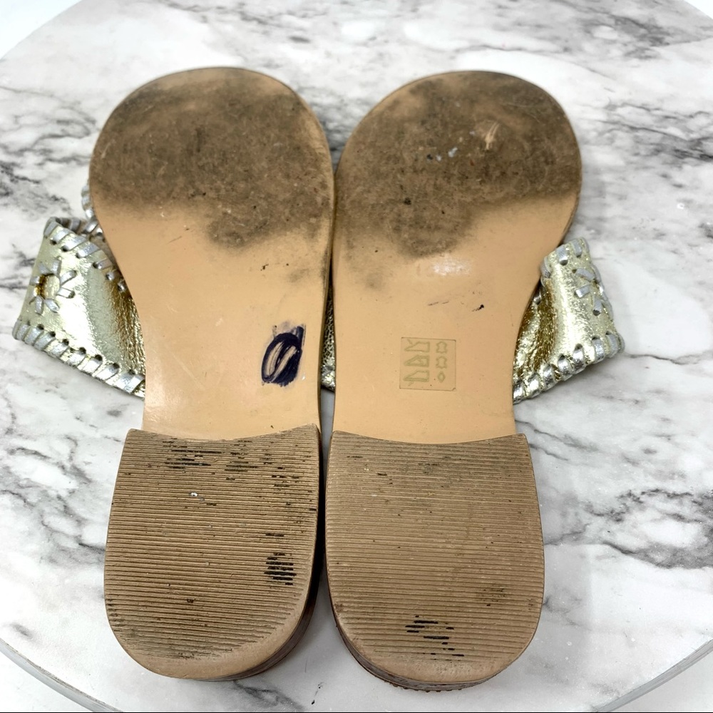 Medici Medallion Whip-Stitch Sandal 37 Metallic Bohemian Southern Belle Preppy - Picture 6 of 12